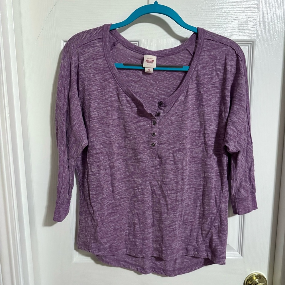 Mossimo Supply Co. Heathered Purple Henley Top